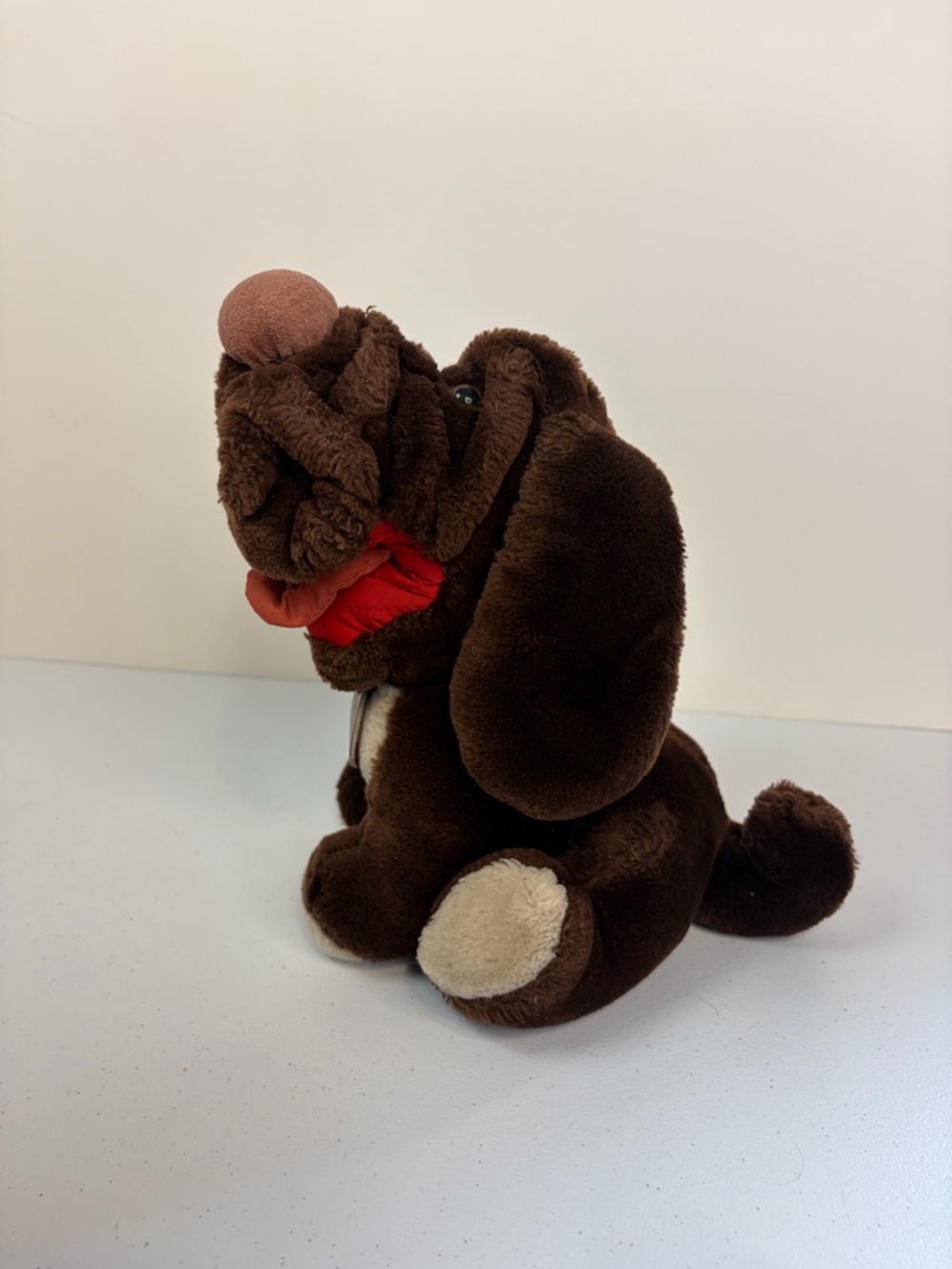 Vintage Wrinkles Plush Stuffed Animal Dog Brown Stuffy Toy 1980s 80s Collectible